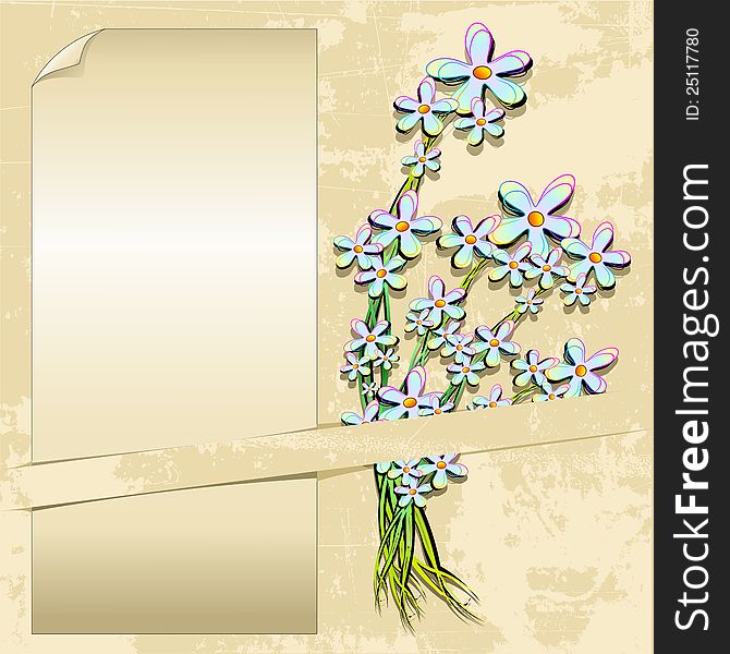 Grunge Background with Spring Flowers Design. Grunge Background with Spring Flowers Design