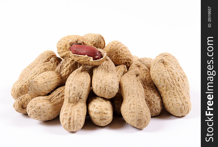 Peanuts isolated on white background. Peanuts isolated on white background