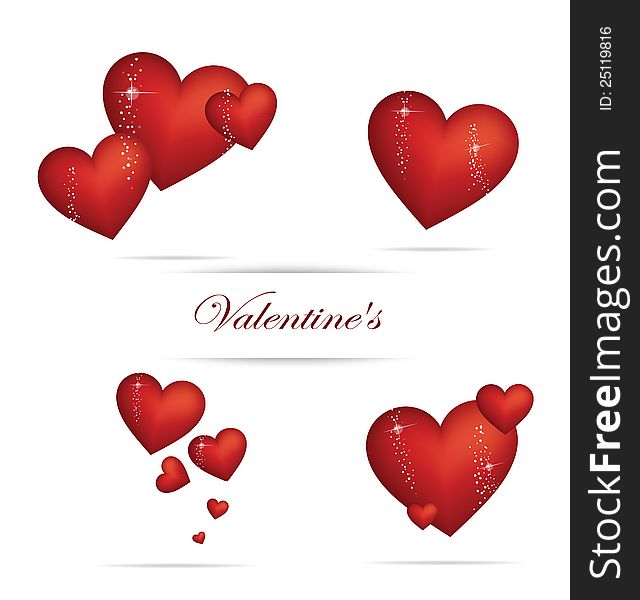 Valentine Heart Sign Set Red Color