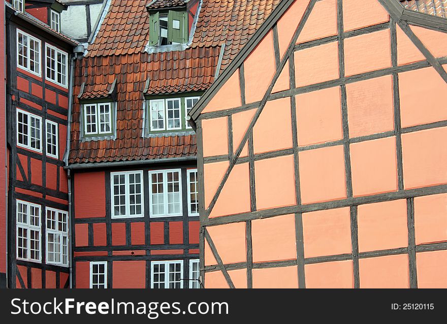 Historical fachwerk houses in Copenhagen not far from Latin Quarter.