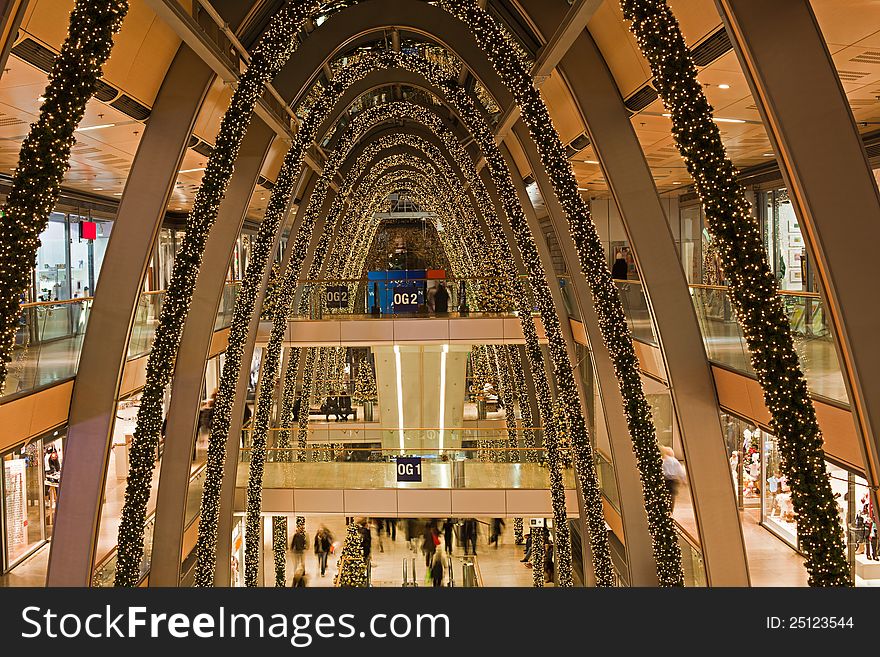 The Europapassage Shopping Center in Hamburg during xmas times.