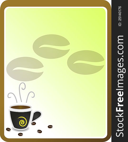 Illustration of coffee time with coffee beans background