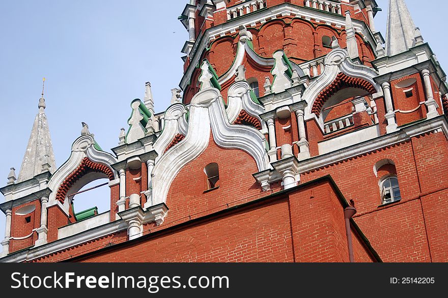 Moscow Kremlin tower detail. UNESCO World Heritage Site.