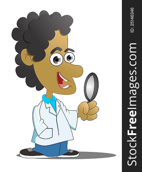 A doctor with his magnifying glass