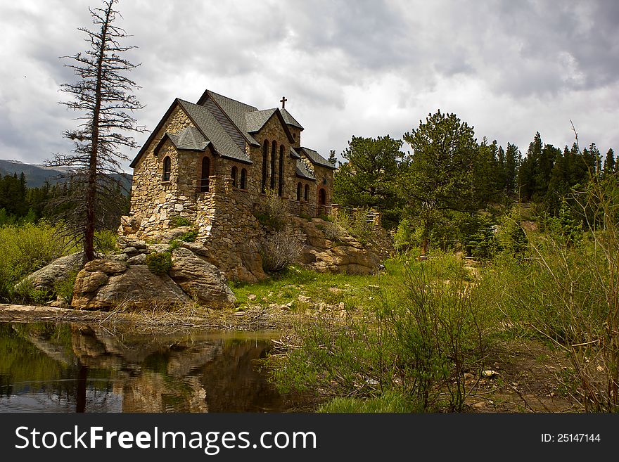 Stone Church under grey sky