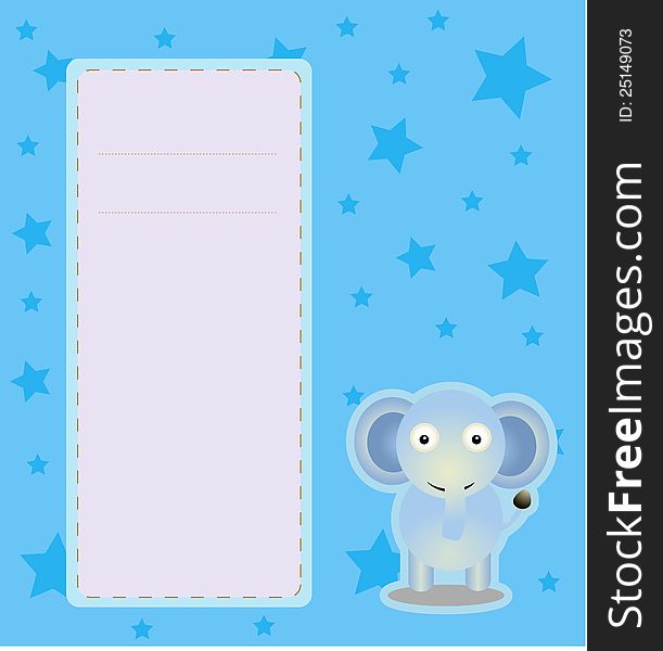 Vector illustration of greeting card baby elephant