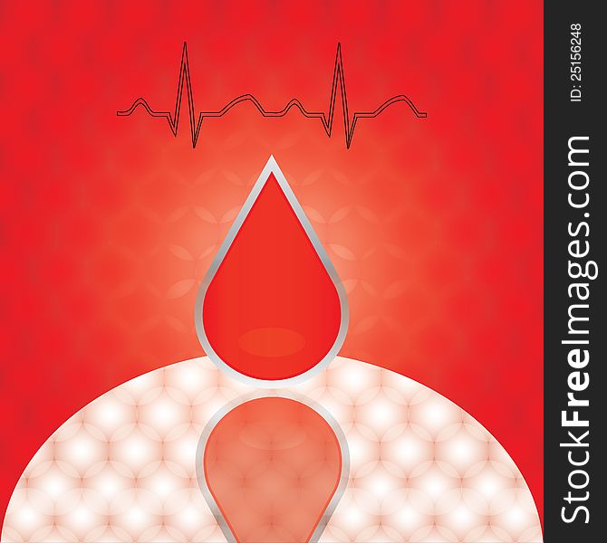 Drop of blood with ekg red