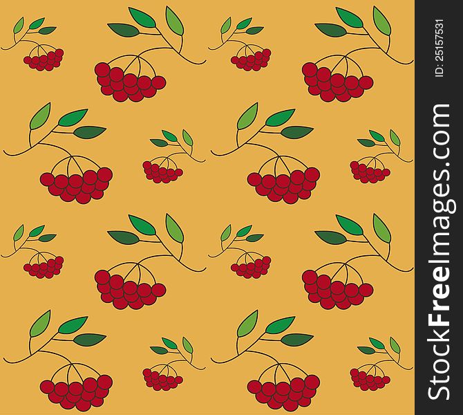 Seamless pattern with rowan berry