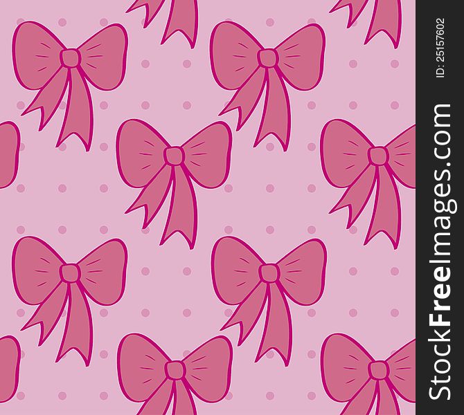 Pink seamless pattern with ribbons