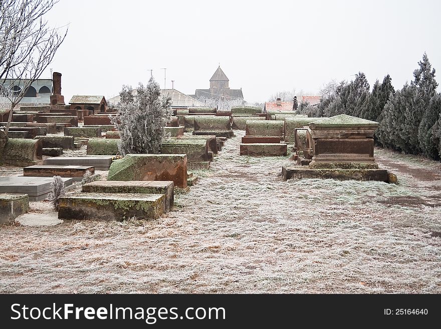 View of Church Cemetery in Echmiadzin. Armenia