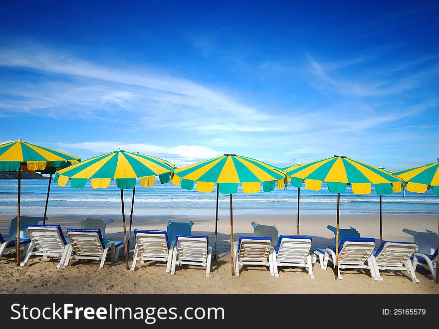 Colorful beach furniture to shade the sun. For the rest