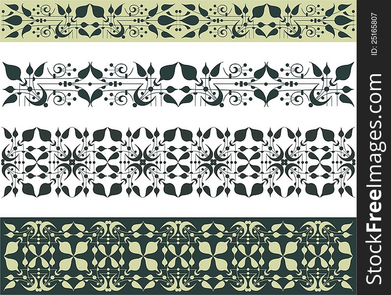 Vector drawing of a fragments of a decorative borders. Vector drawing of a fragments of a decorative borders.
