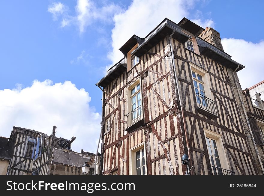 Old half-timbered building in France