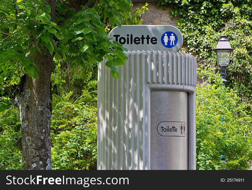 Modern automatic self cleaning, pay for use public toilet in the Park. Modern automatic self cleaning, pay for use public toilet in the Park