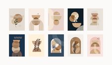 Mid-century Geometric Boho Interior Wall Art Posters Set Stock Images Mid-century Geometric Boho Interior Wall Art Posters Set Stock Images