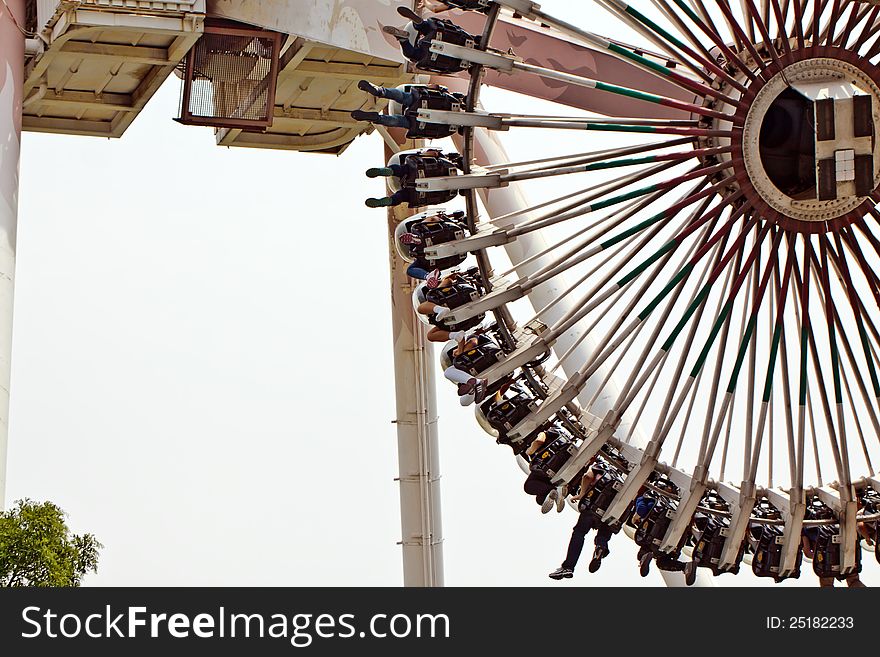 Extremal rollercoaster in amusement park in operation. Extremal rollercoaster in amusement park in operation