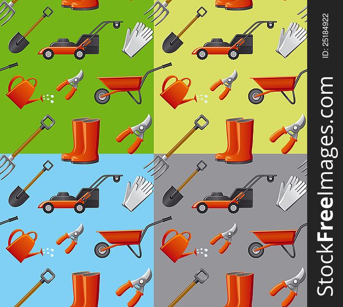 Garden tools seamless pattern