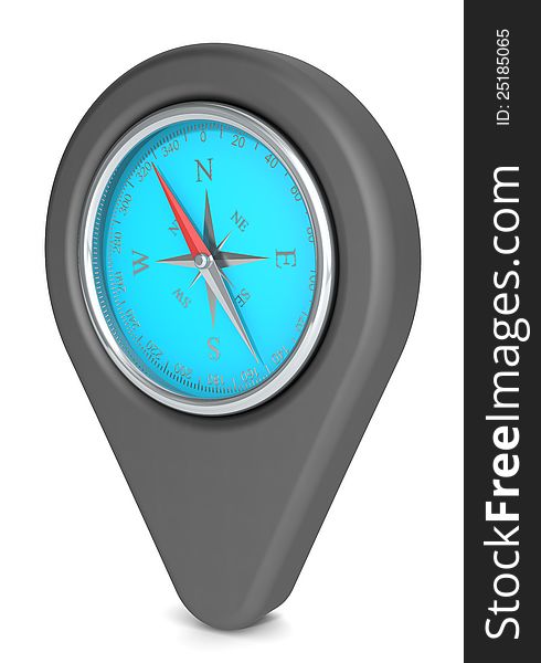 Pointer Icon with a Compass. Matte iron Black and Blue. Pointer Icon with a Compass. Matte iron Black and Blue.