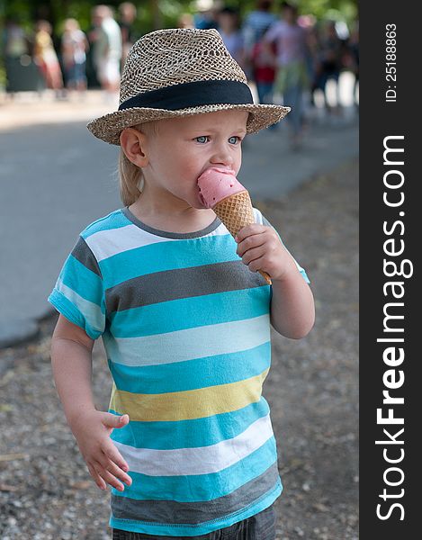 A boy with Ice Cream photographed in Paris