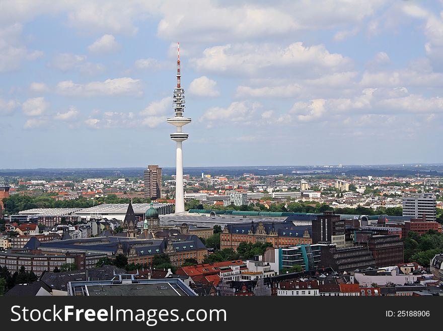 View with a telecommunication tower in Hamburg. View with a telecommunication tower in Hamburg
