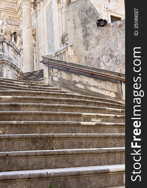 Stony stairs in Dubrovnik, Croatia - summer day.