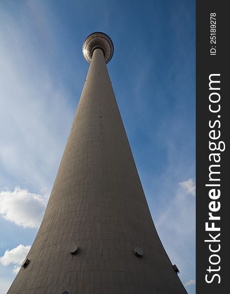 Television tower in Berlin, Germany, in a wide angle view