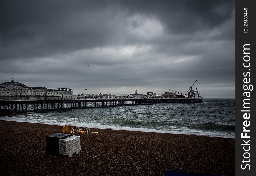 Brighton Beach in the rain. Brighton Beach in the rain