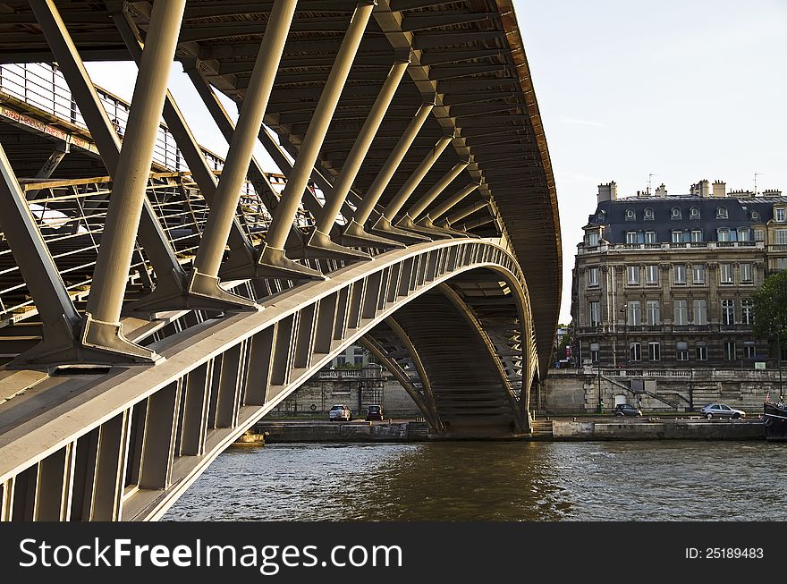 Simone de Beauvoir footbridge in Paris, fragments of the structure.