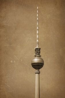 Television Tower In Berlin With Grunge Texture Royalty Free Stock Photo