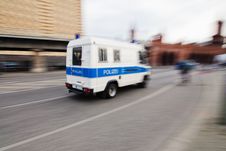 Police Van In Motion Royalty Free Stock Image