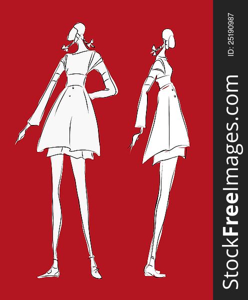 Sketch Drawing Girl Short Dress On Stock Vector Royalty Free 209030629   Shutterstock