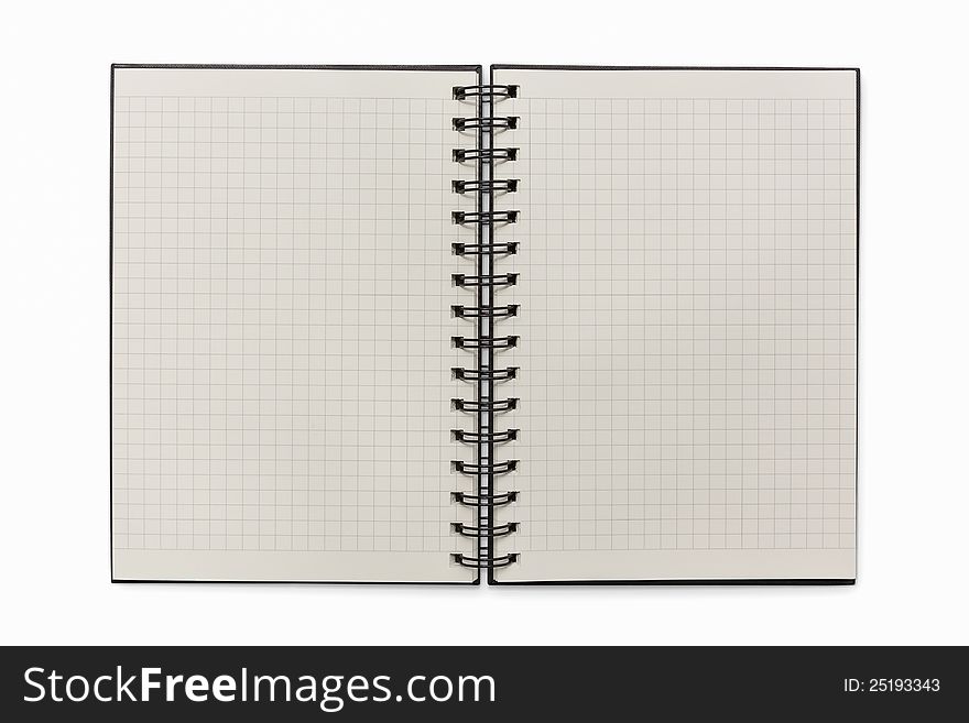 Isolated open empty notebook