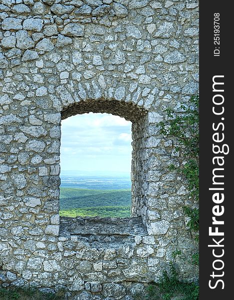 The view over the landscape stone window