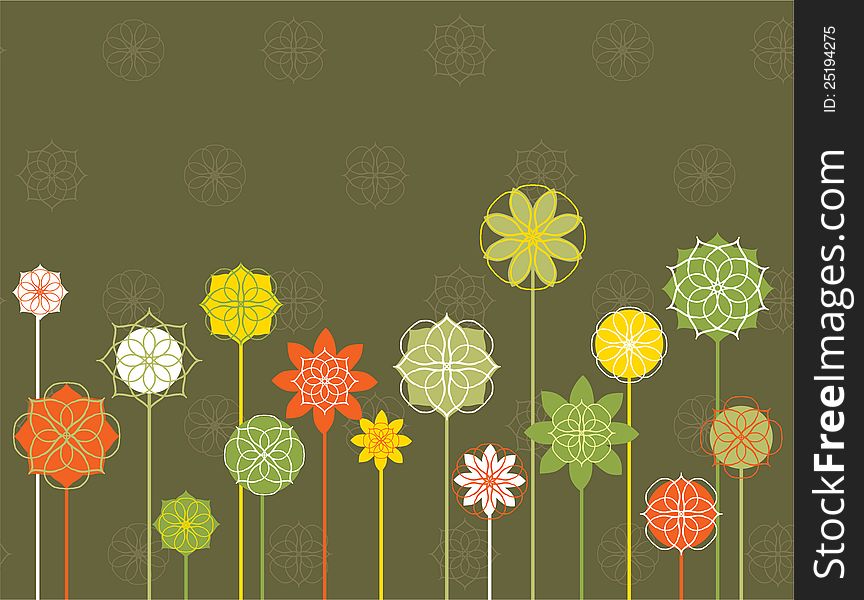 The vector background with a different decorative flowers. The vector background with a different decorative flowers.