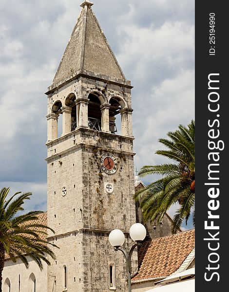 View on old bell tower in UNESCO town, Trogir, Croatia. View on old bell tower in UNESCO town, Trogir, Croatia.