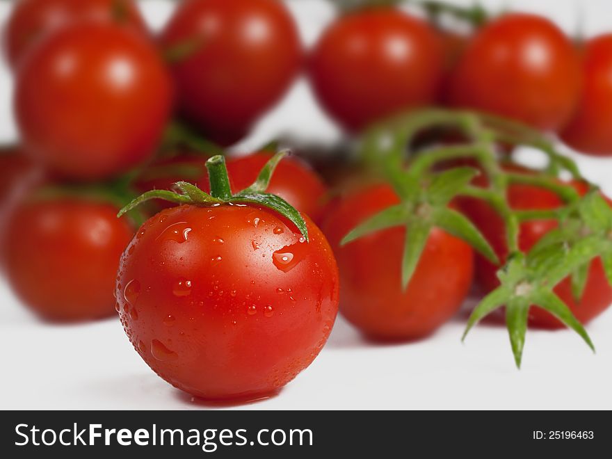 Closeup of red cherry tomatoes