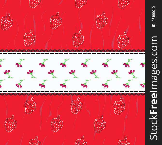 Vector seamless pattern with strawberries