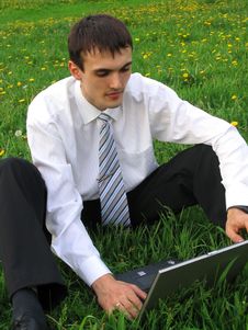 Businessman With Laptop Royalty Free Stock Photography Businessman With Laptop Royalty Free Stock Photography