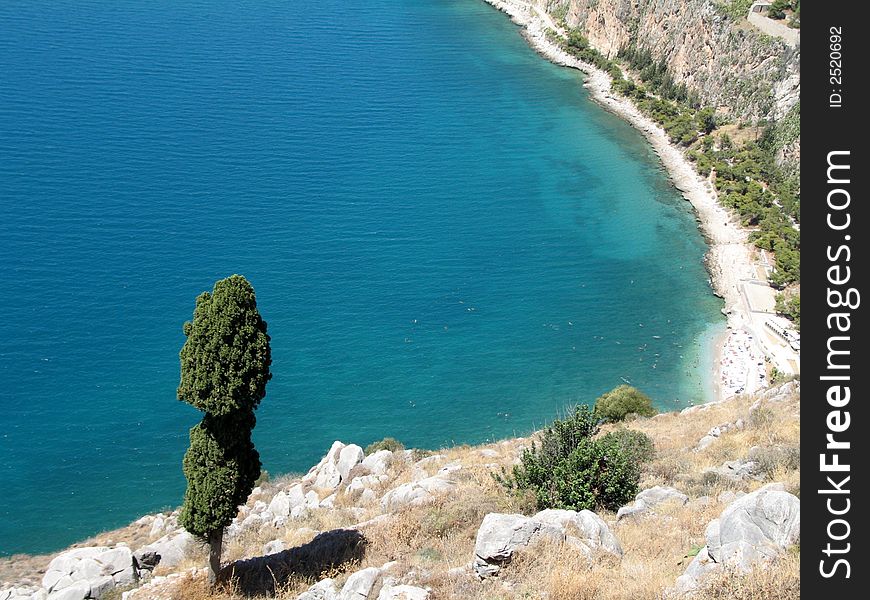 The Gulf of Navplio, seen from the heights of the fortress, Greece