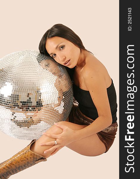 Woman and discoball