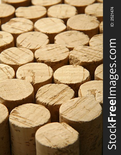 Multiple corks on 30 degrees view, low deep of field. Multiple corks on 30 degrees view, low deep of field