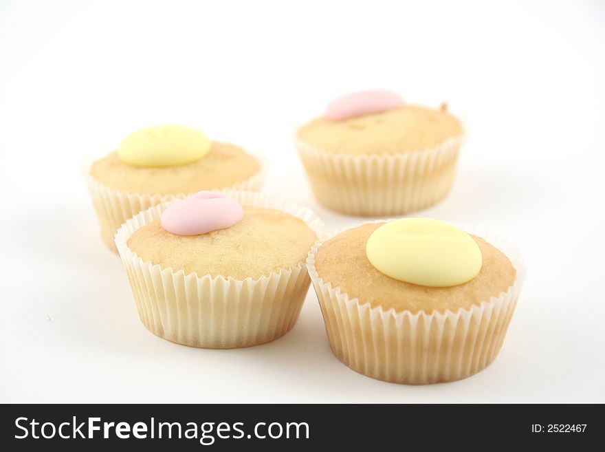 Cup cakes on a white background