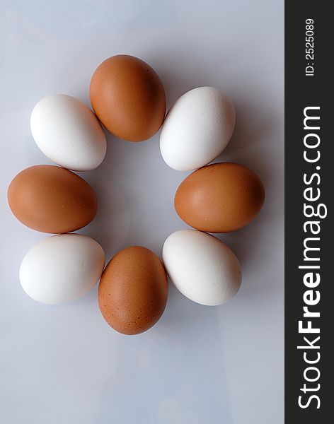 Necklase from white and brown hen eggs. Necklase from white and brown hen eggs