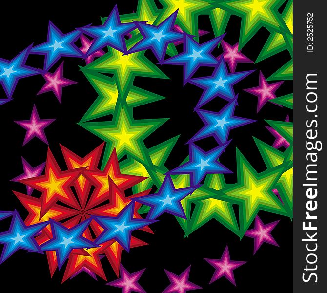 Vector illustration with stars on a black background. Vector illustration with stars on a black background