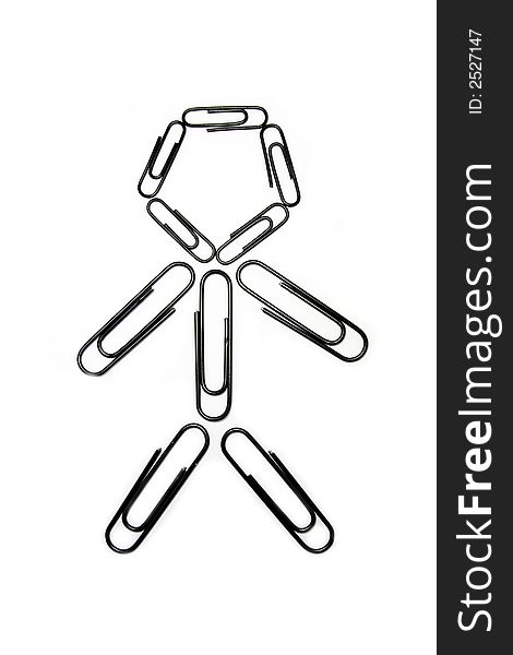 Figure from paperclips on a white background, isolated. Figure from paperclips on a white background, isolated