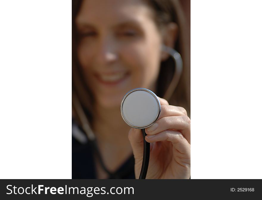 A Nurse holding a stethoscope