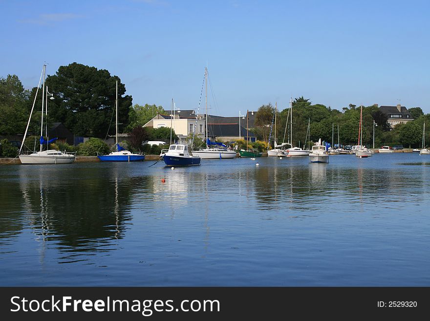 Near the river port in summer