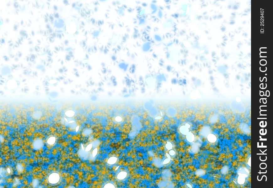 Background with blue petals falling down. Illustration.