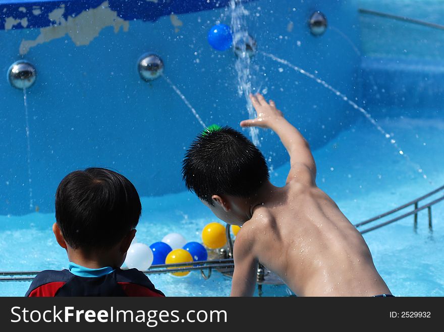 Children play water game at the water parks