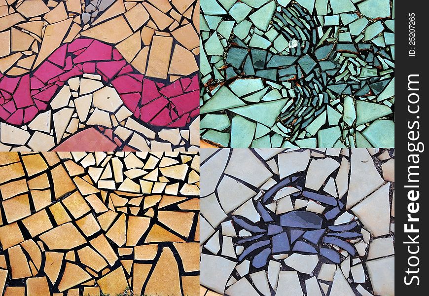 Collage of Pieces of Tile Mosaic